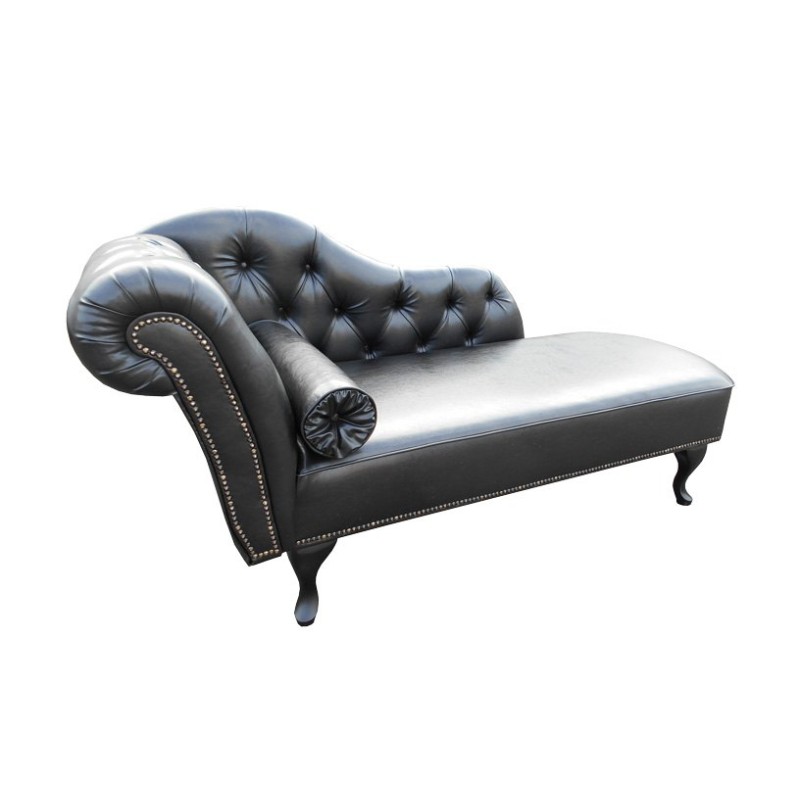 Czarny szezlong chesterfield Tonga