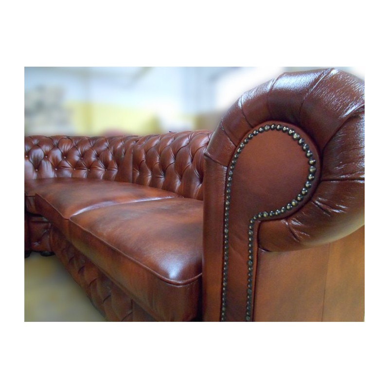 Skórzany narożnik chesterfield 