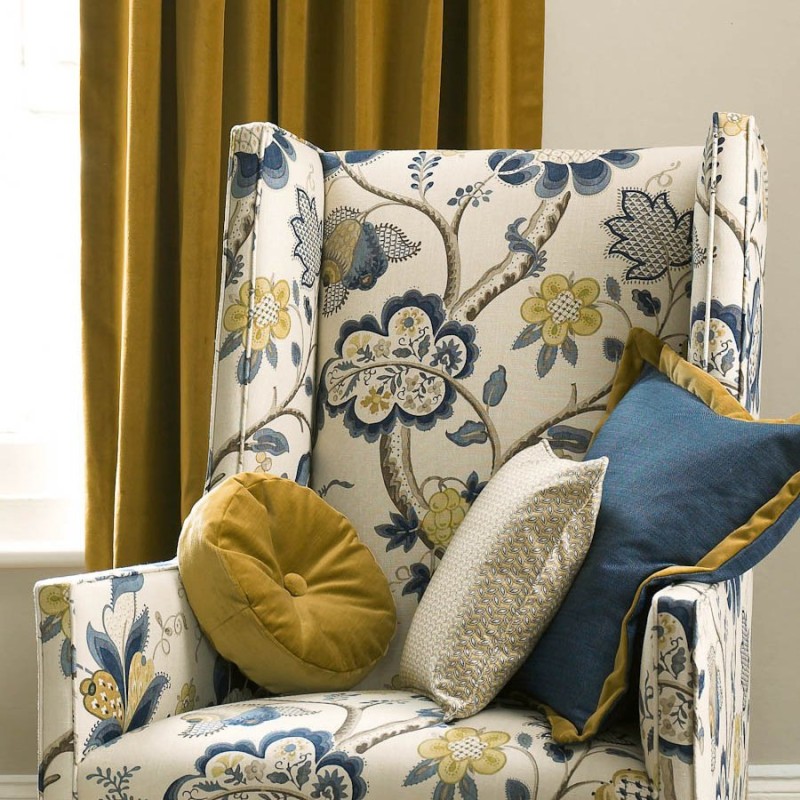 Fotel Selen w tkaninie firmy Sanderson 
